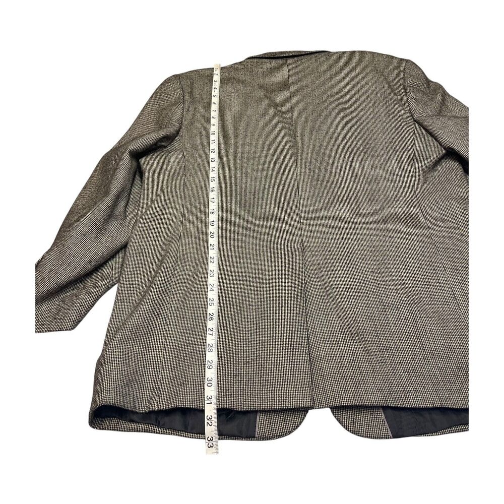 Alan Flusser Blazer Jacket Mens 48R Gray Houndstooth Lambswool Lined Notch Lapel - Picture 9 of 10